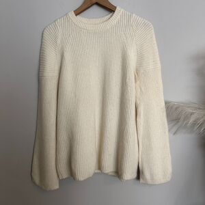All Saints Ivory Cream Crew Neck Jumper Wool Blend
